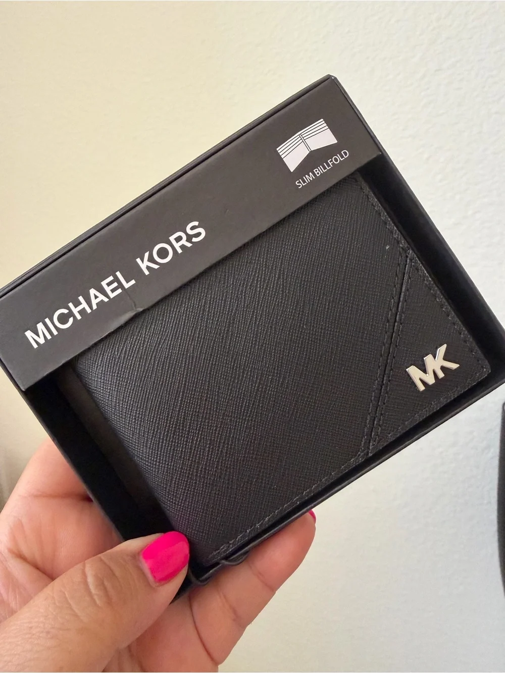 Michael Kors Black Men’s Money Clip Wallet with MK Accent